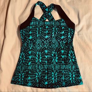 Lucy Power Tank with Bra Teal Green Black M
